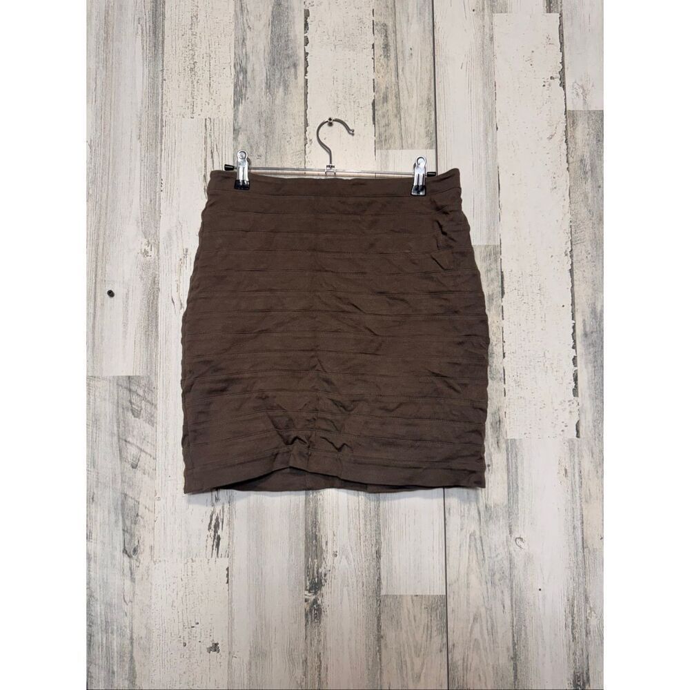 Express Women’s Size 4 Brown Ruched Stretch Mini Skirt Bodycon